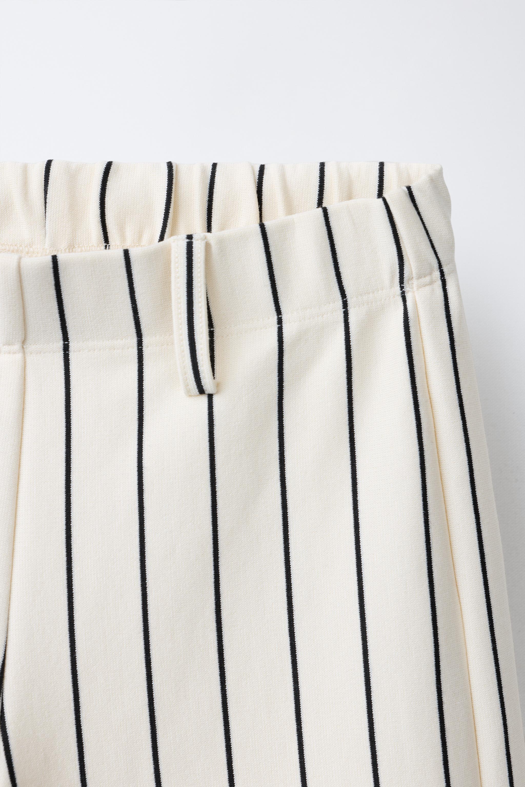 STRIPED PONTE WIDE LEG PANTS